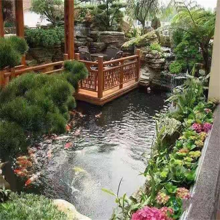 泗水庭院设计鱼池假山建造图